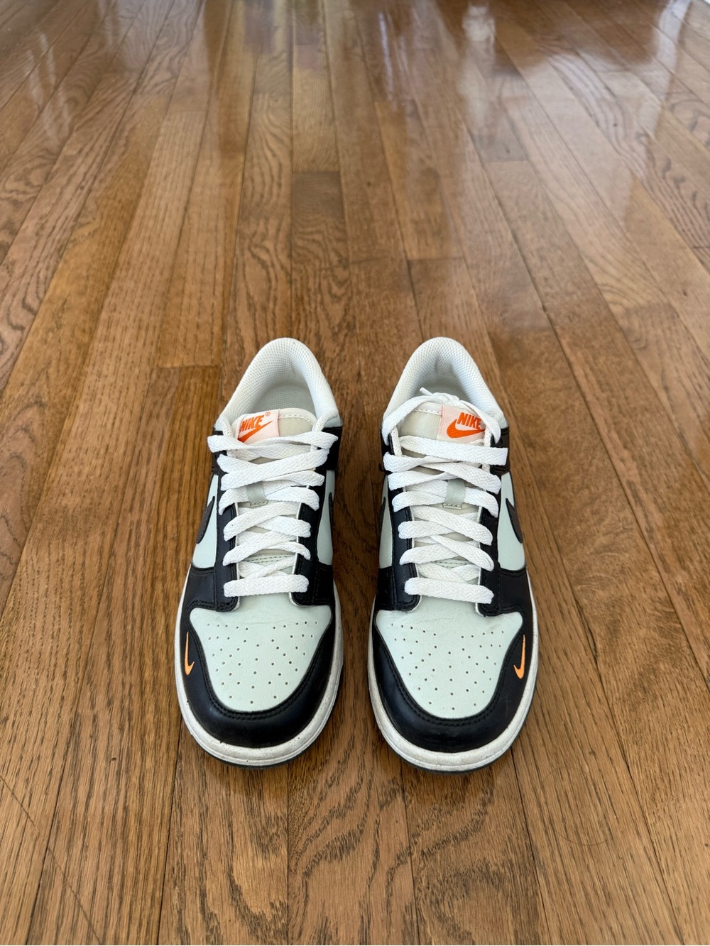Nike Dunk Low Sneakers in Black, Green and Orange